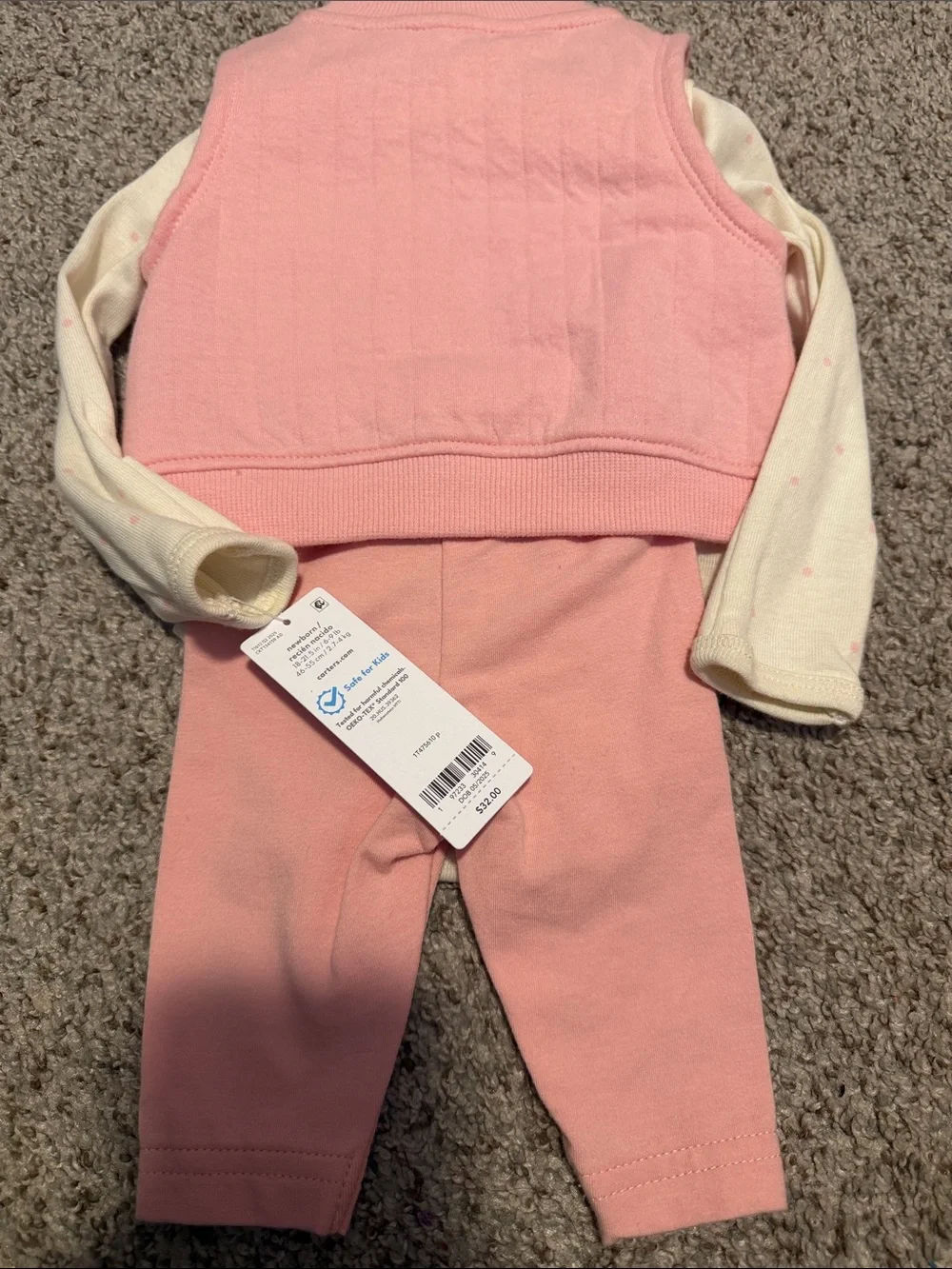 Carter's Pink and Cream Embroidered Baby One-Piece Set